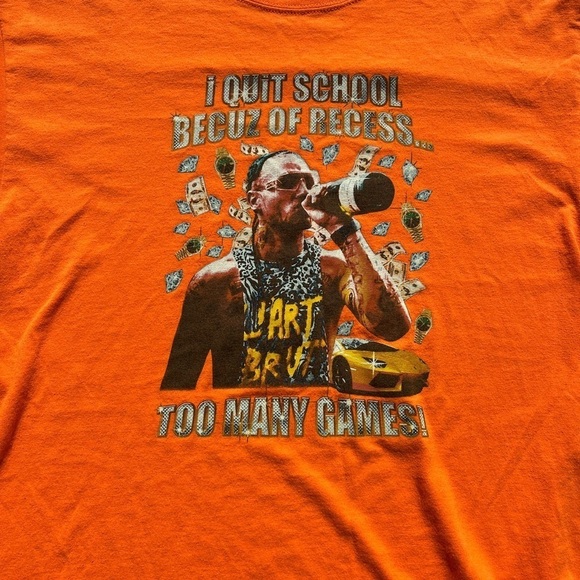Men's Riff Raff T-Shirt Orange Face Logo L Hip Hop Rap Dirty South TX Dropout - Picture 2 of 12